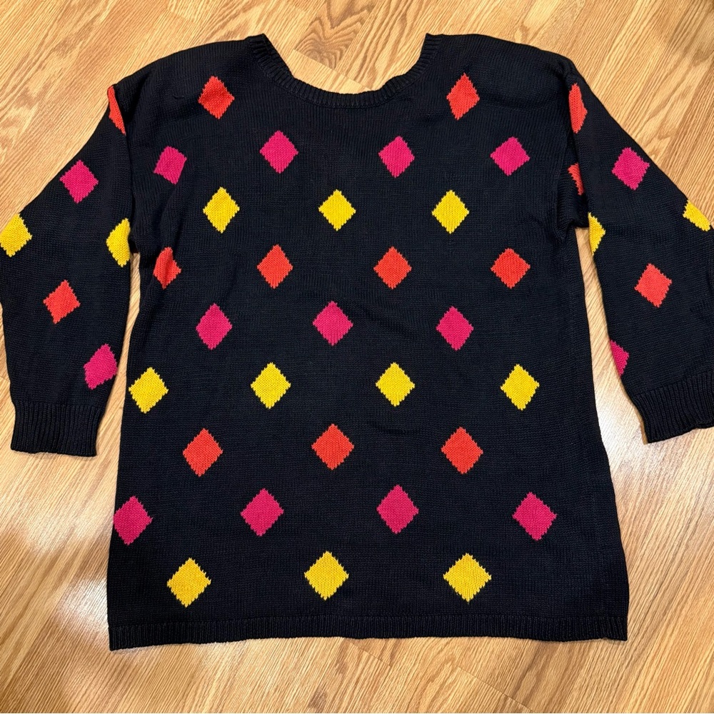 Vintage‎ 90s Venezia Cotton Ramie Blend Long V-Back Sweater sz 14/16